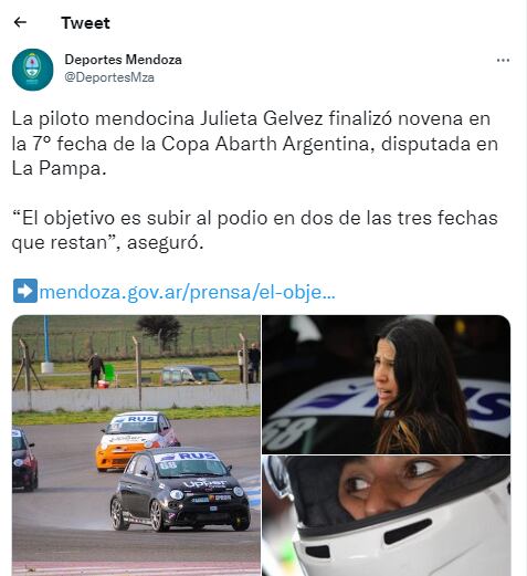 Julieta Gelvez, la piloto mendocina. / Gentileza.