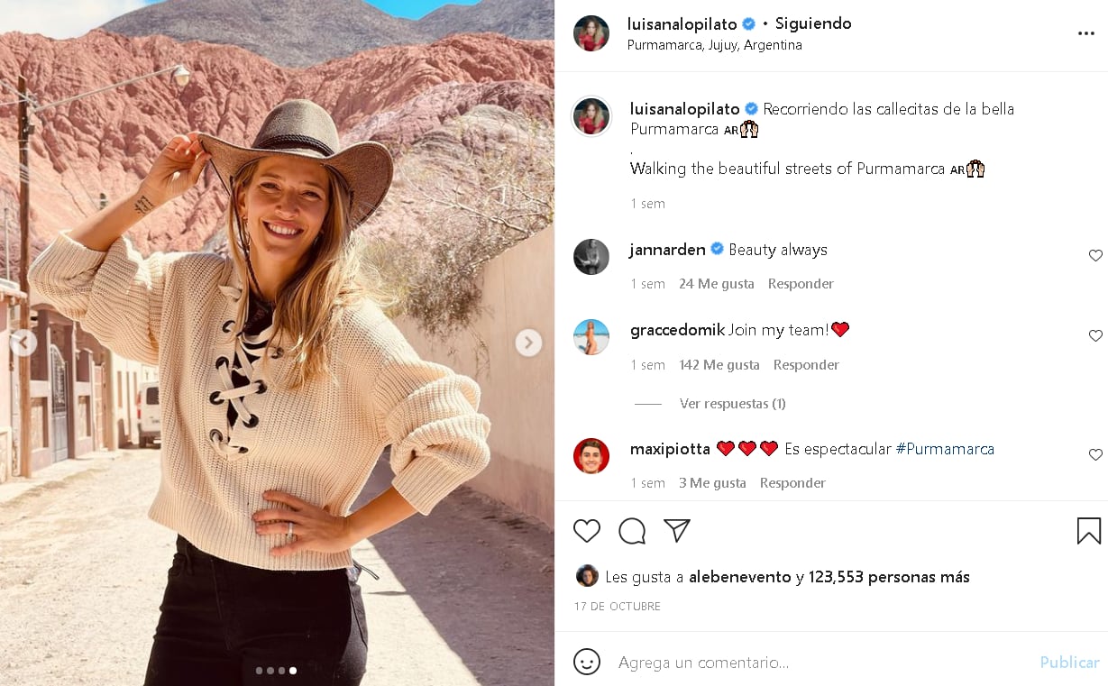 Luisana Lopilato está rodando "Pipa" en el norte.