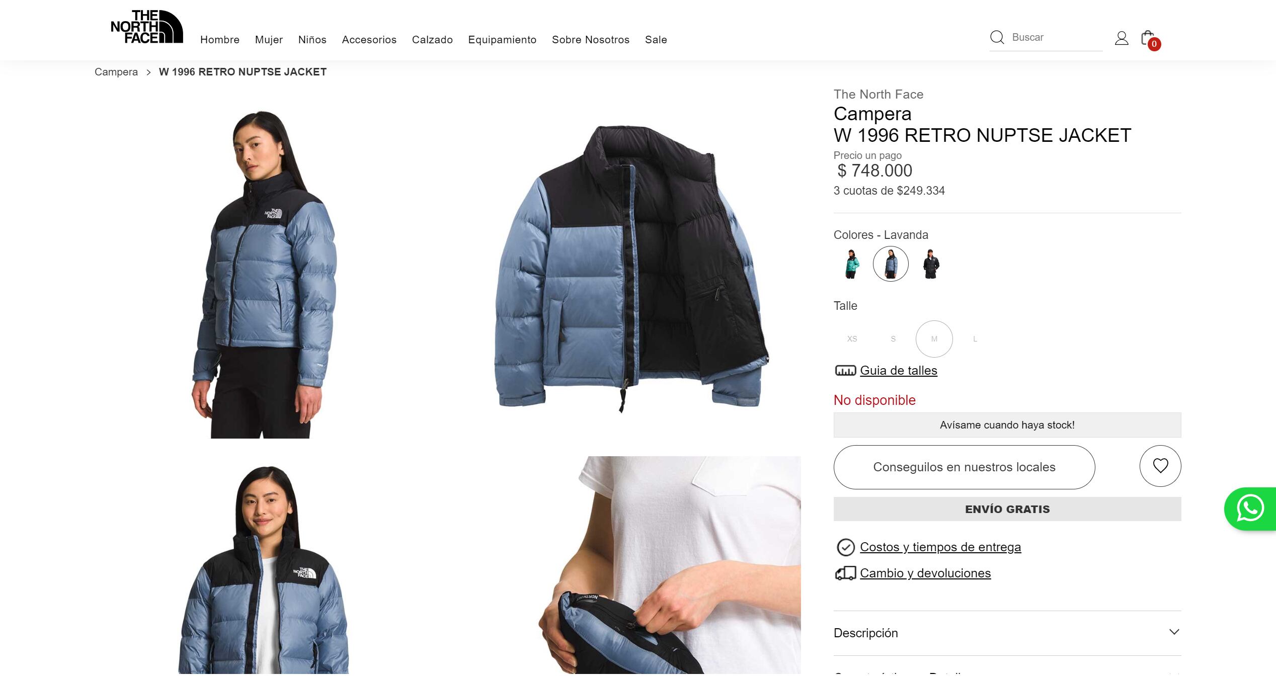 Campera The North Face para mujer en Argentina.