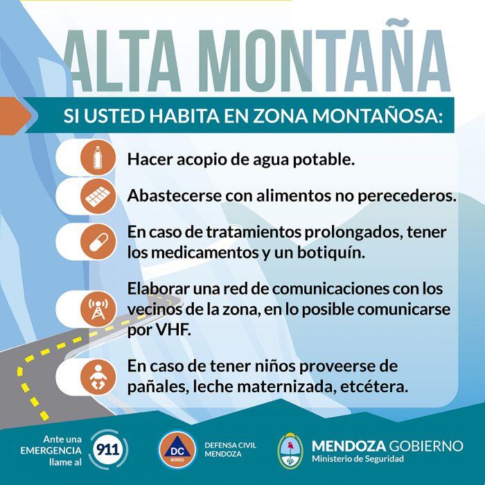 Los pobladores deben abastecerse de suficiente leña y combustible para el encendido de equipos y hacer acopio de agua potable. Gentileza: Prensa Gobierno de Mendoza.