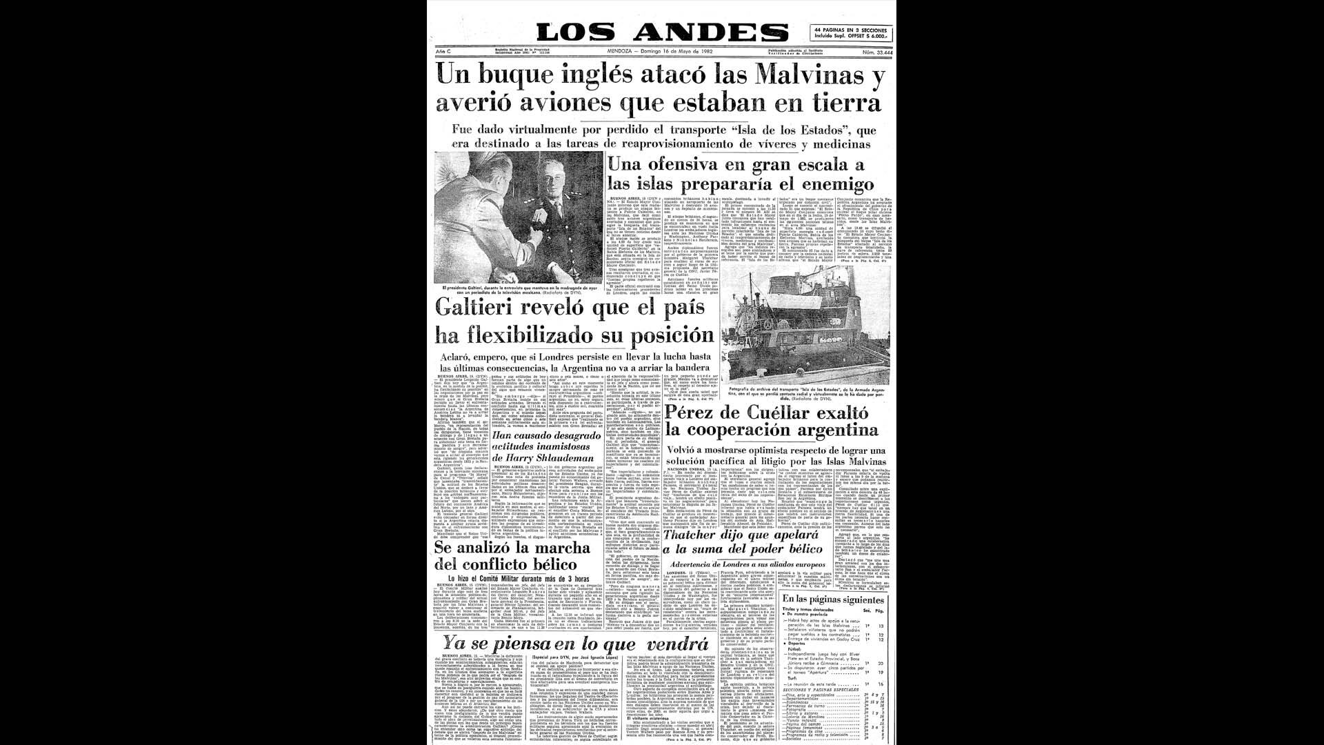 Un recorrido día a día por las portadas del medio más importante de Mendoza, para conocer el pulso diario de la guerra que enluteció a todo el país.