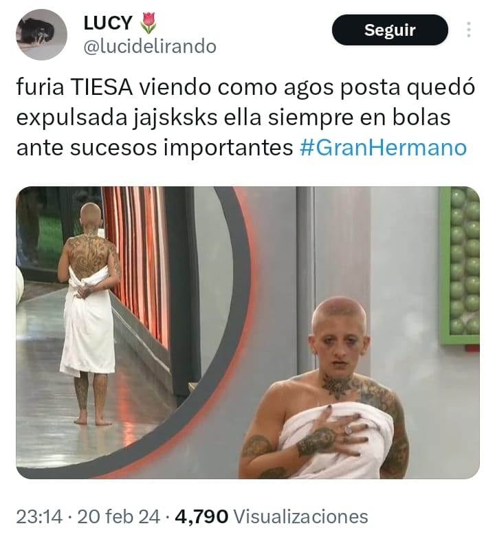 Furia quedó desnuda otra vez en Gran Hermano y estallaron los memes