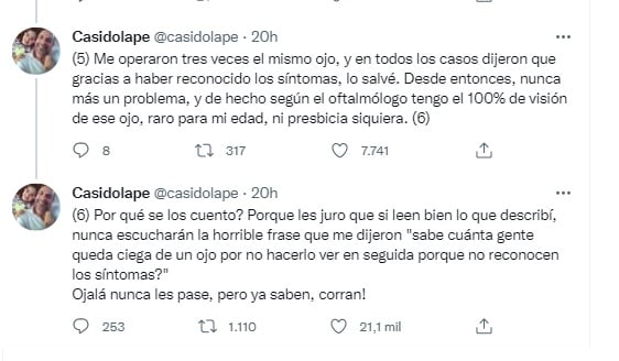 Las reflexiones finales del joven en Twitter.