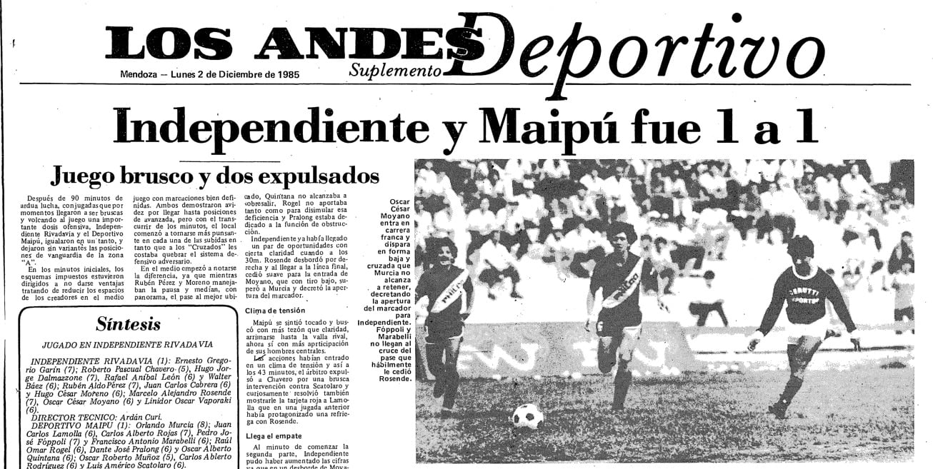 Independiente vs Maipú Torneo Provincial 1985