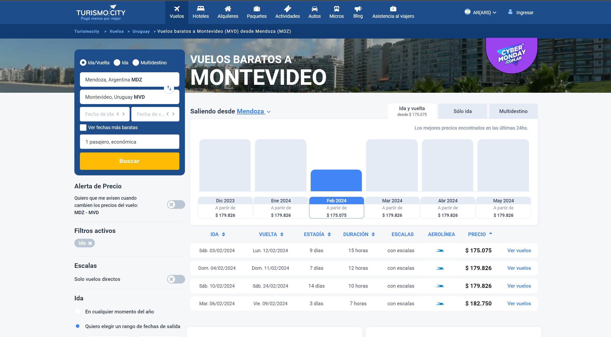 Vuelos Mendoza - Montevideo.