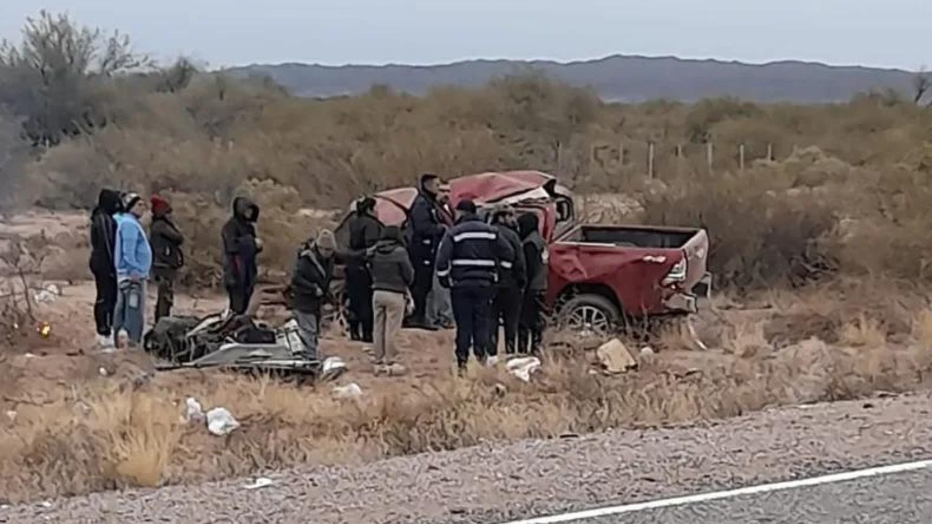 Así quedó la camioneta tras el fatídico accidente.