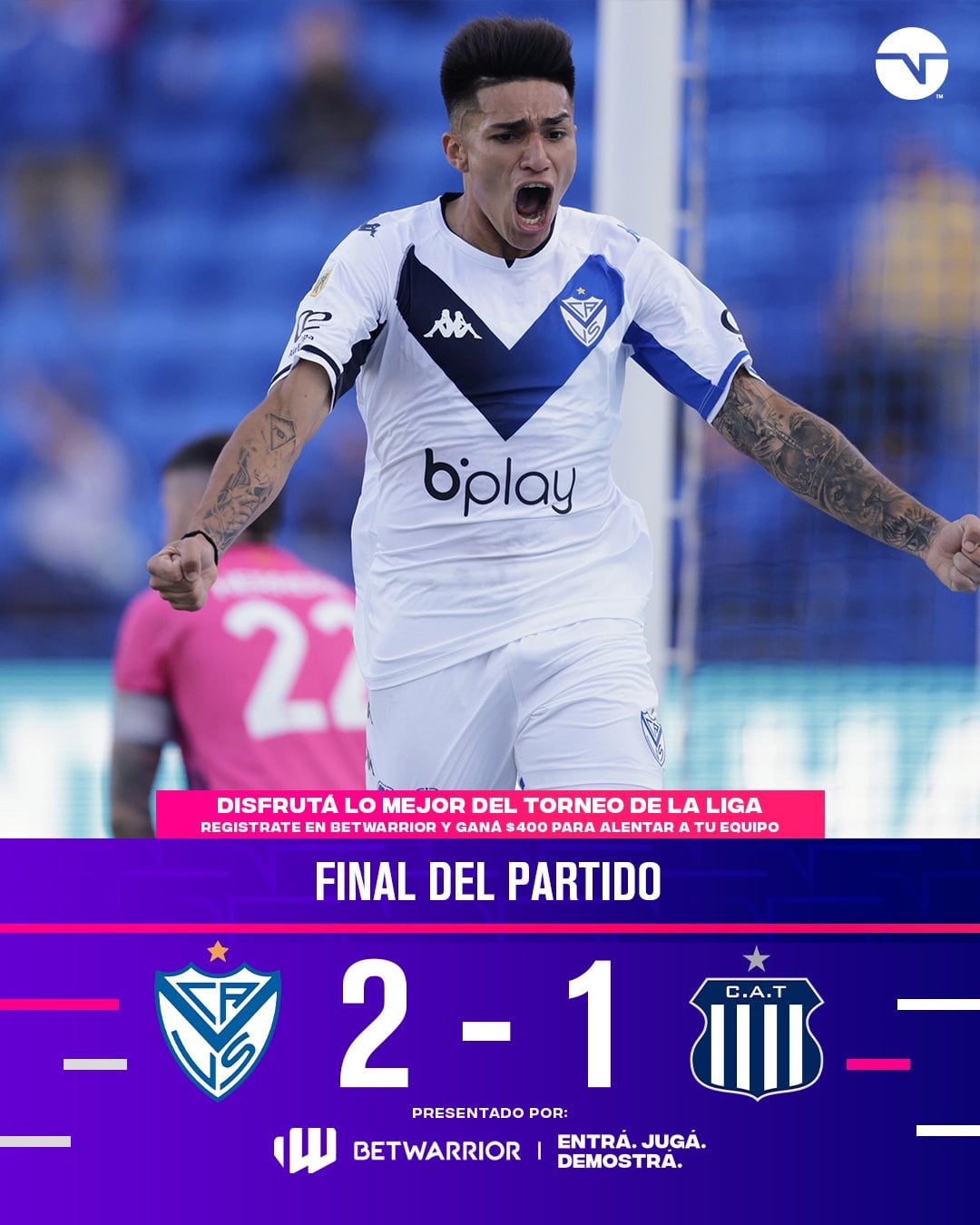 Vélez 2 - Talleres de Córdoba 1