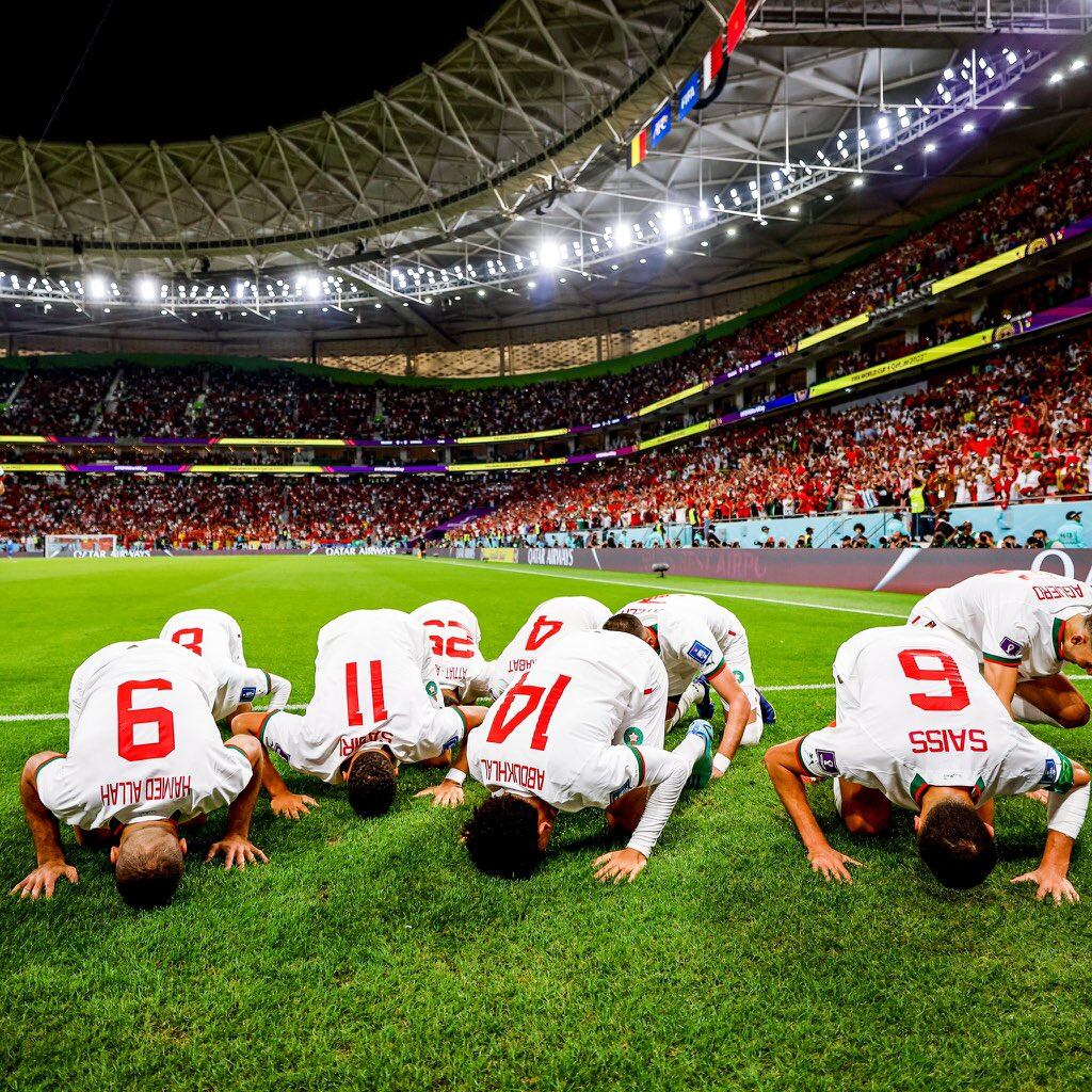 El festejo de los futbolistas marroquíes