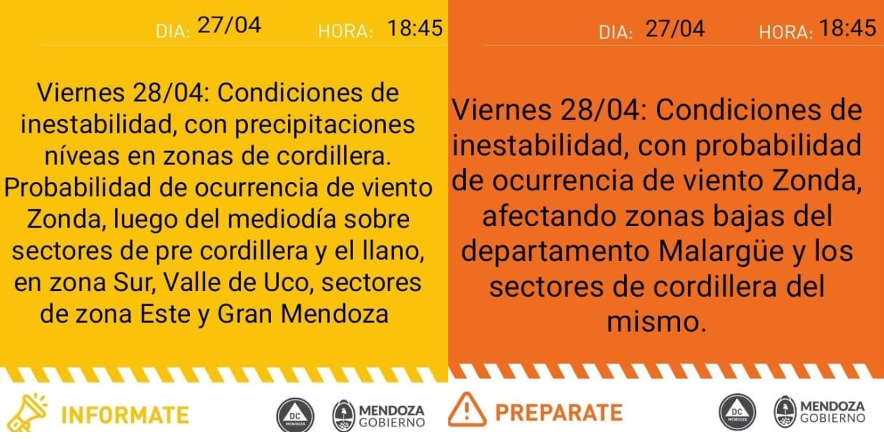 Alerta Defensa Civil viernes 28 de abril