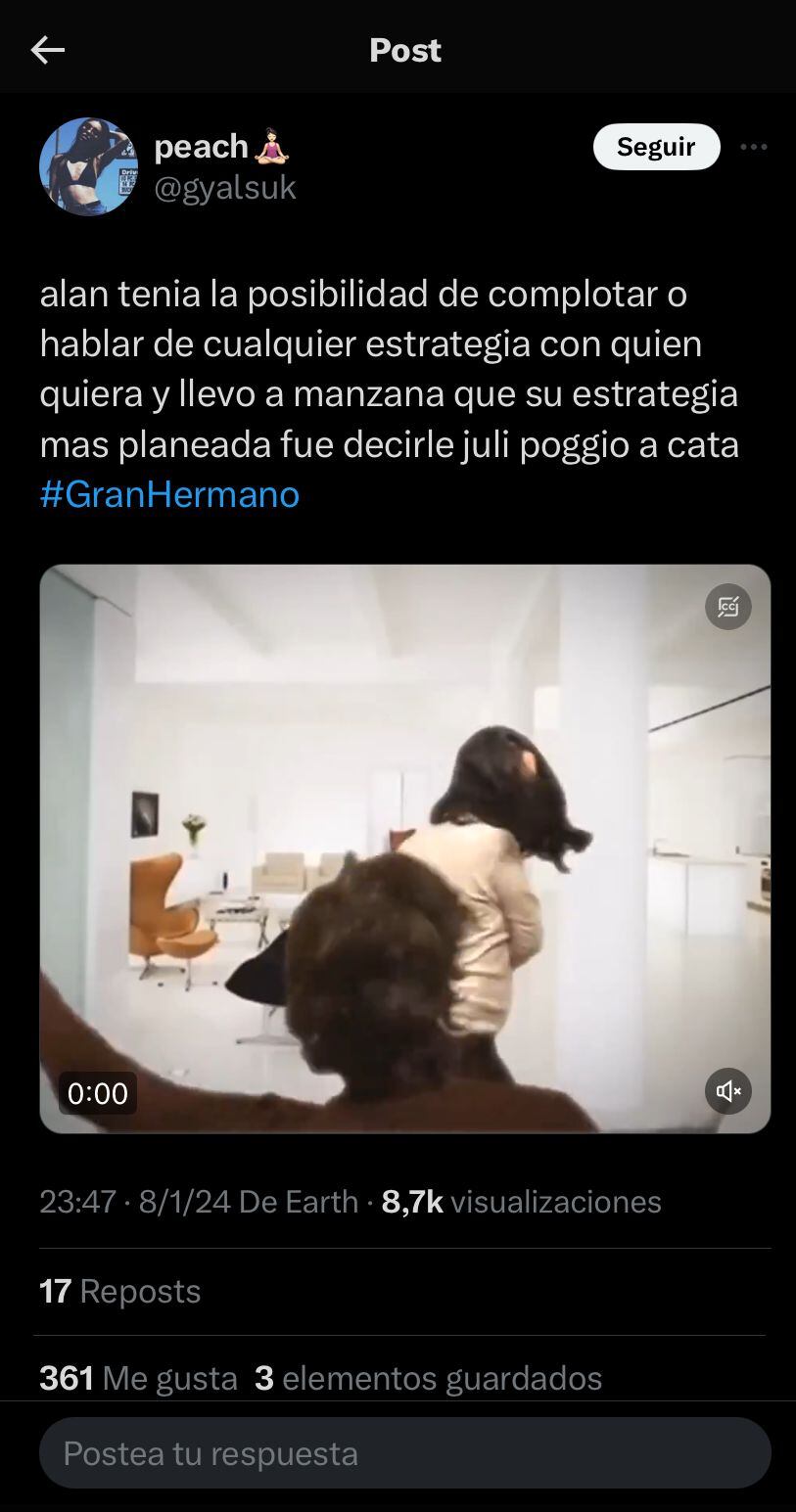 Alan, el blanco de memes por elegir a Manzana para una noche romántica en Gran Hermano. Captura de pantalla.