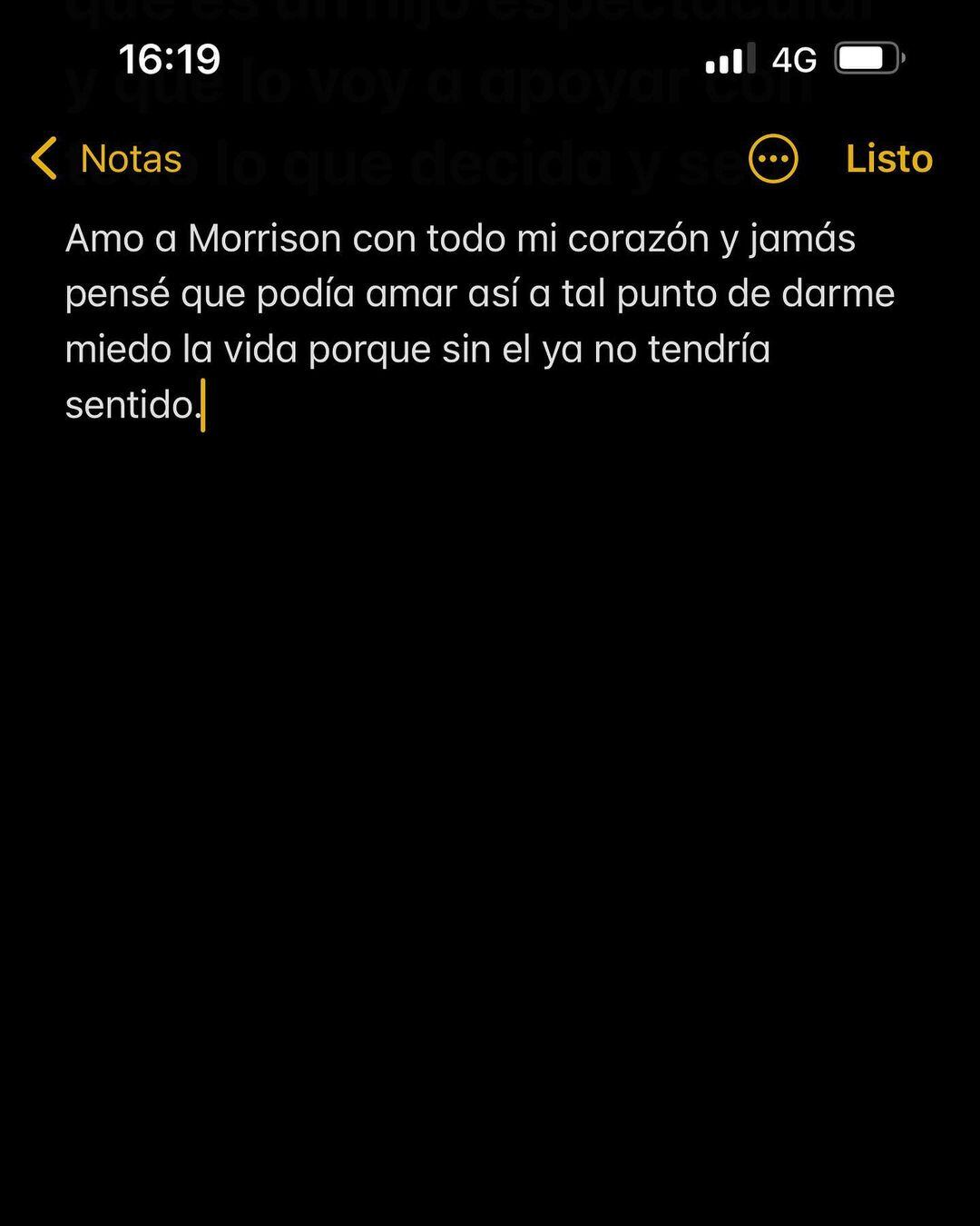 Jimena Barón reveló cuál es el mayor miedo en su vida con respecto a Morrison.