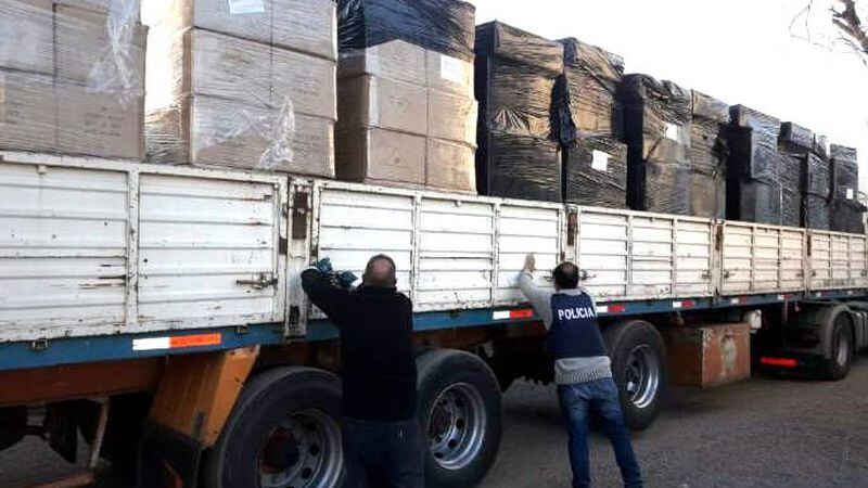 la mercadería confiscada en Uspallata