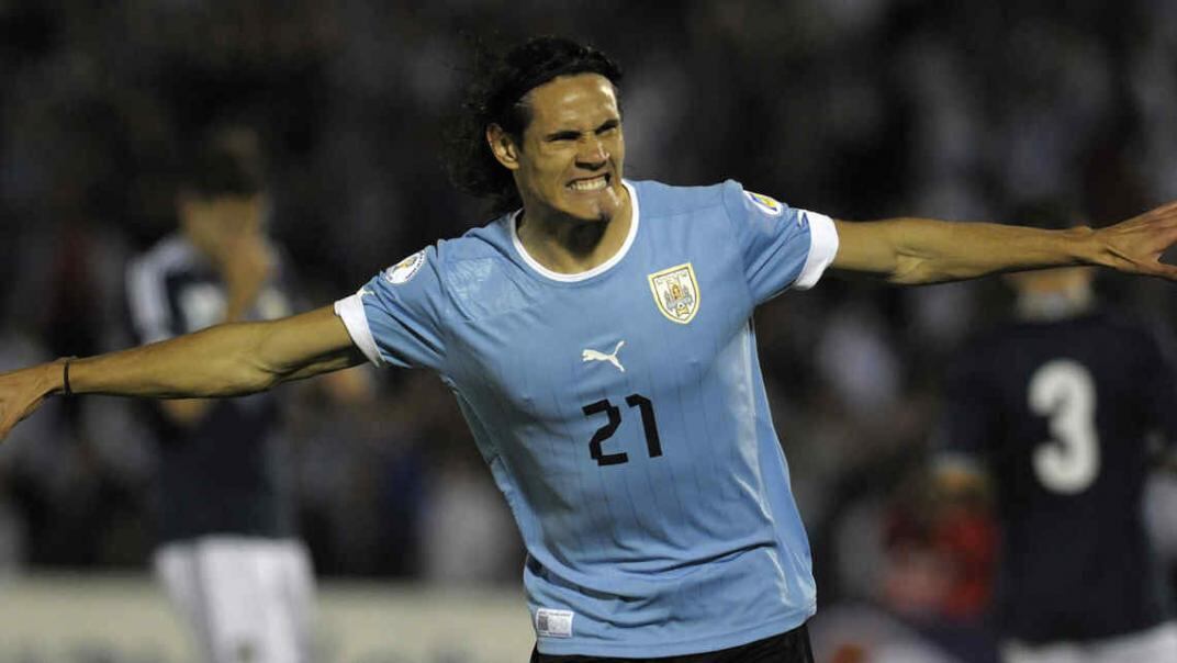 Cavani festeja el tercer gol de los "Charrúas". (Foto. AP)