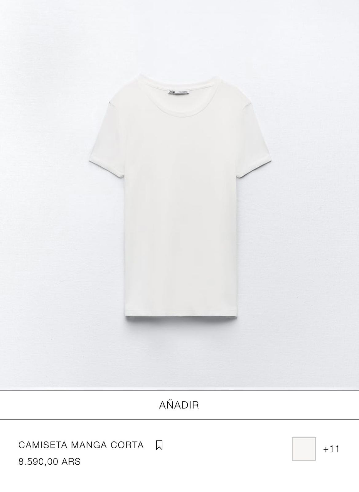 Remera blanca Zara, $8.590.