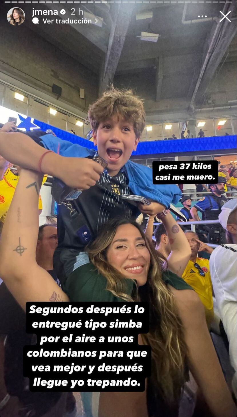 Jimena Barón y el mal momento que vivió con su hijo por los incidentes en la previa de la final de la Copa América.