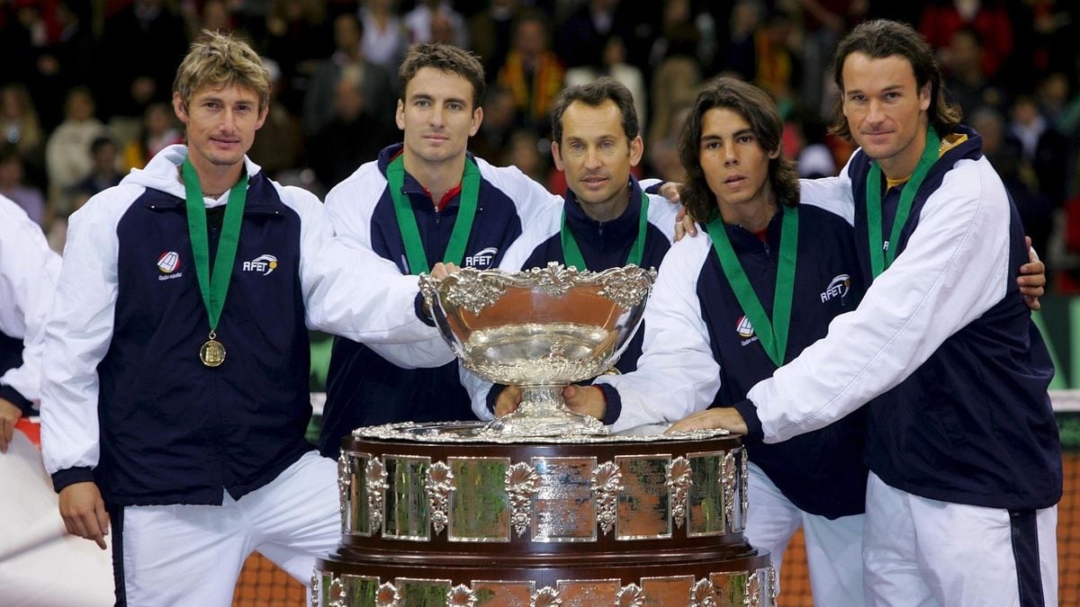 Rafael Nadal en su primera Copa Davis en 2004