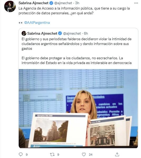 Sabrina Ajmechet en Twitter