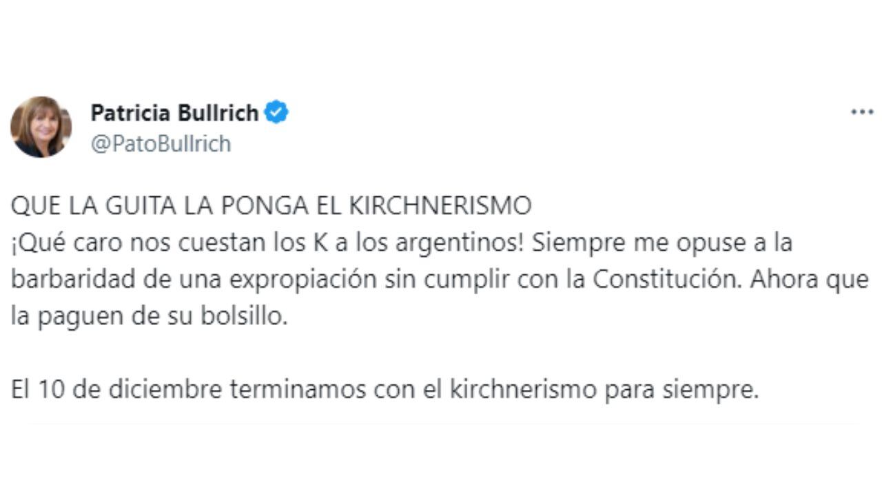 El mensaje de Patricia Bullrich.