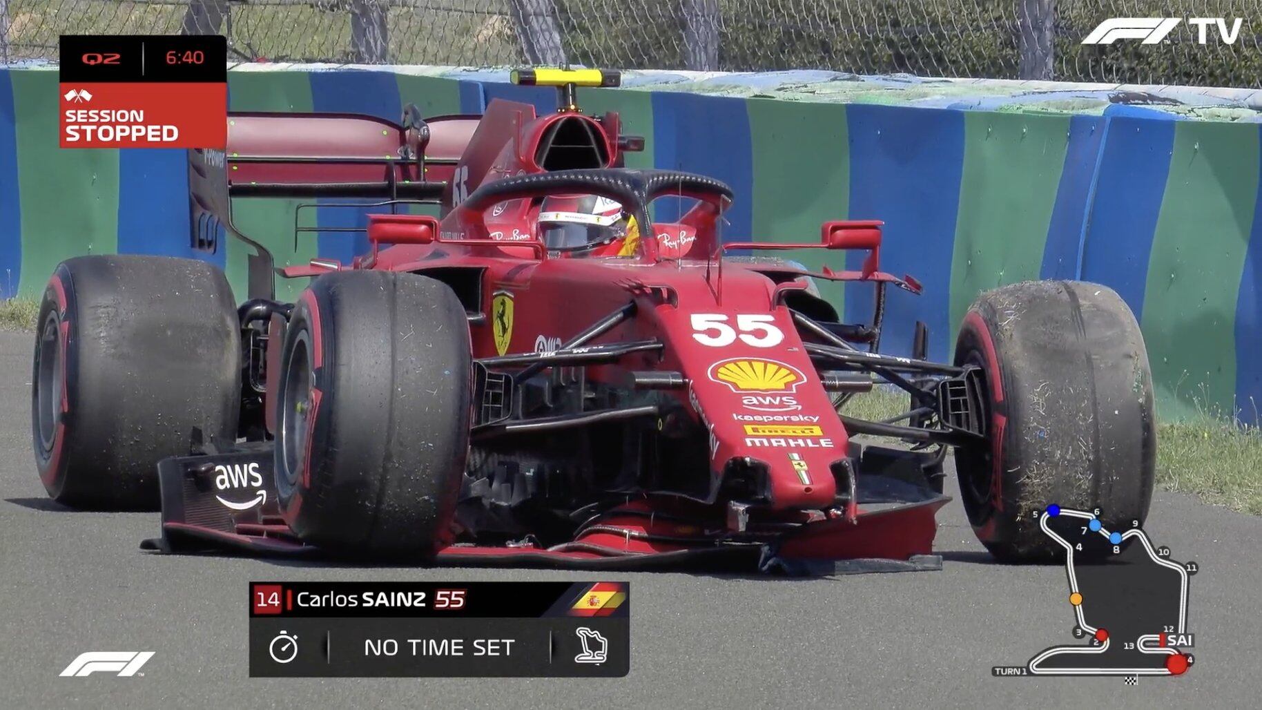 Carlos Sainz se golpeó en la Q2