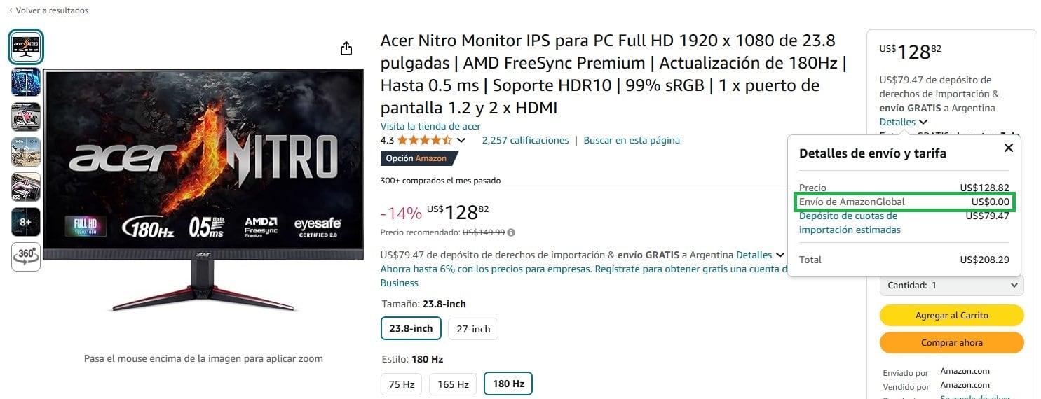 AMAZON: compras con envíos gratis a Argentina