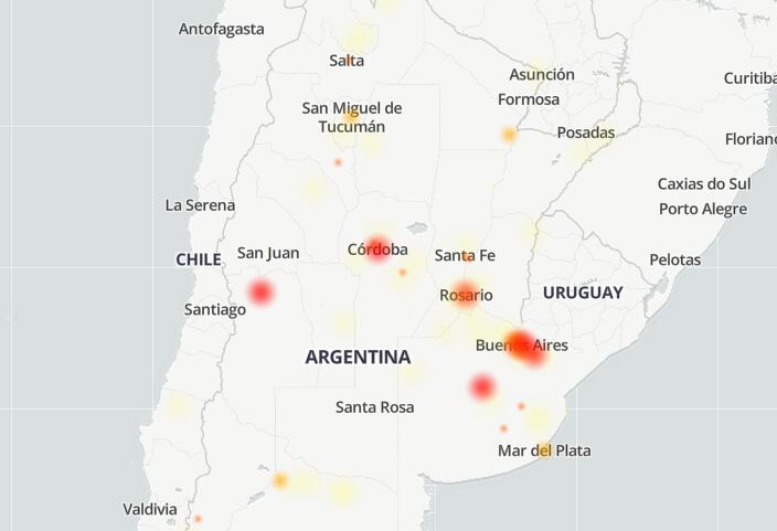 A  las 15.16 se registró un pico de informes sobre fallas en el servicio -  Downdetector