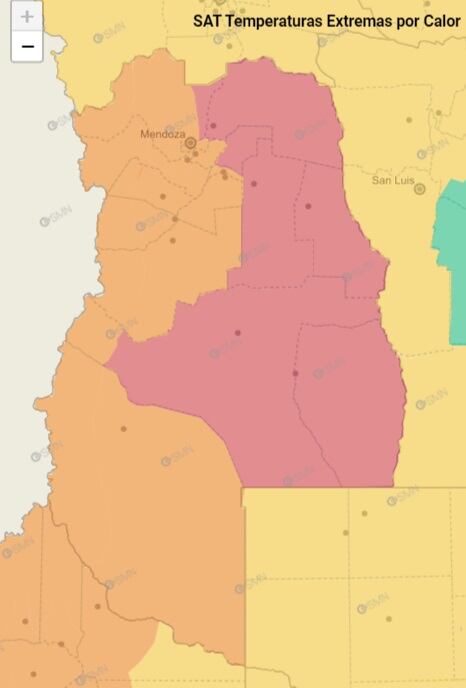 Alerta roja y naranja en Mendoza por temperaturas extremas (09/02) / SMN