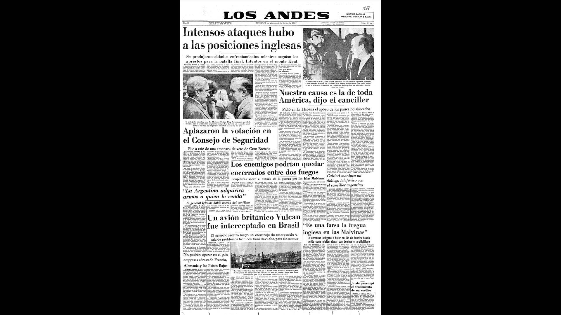 Un recorrido día a día por las portadas del medio más importante de Mendoza, para conocer el pulso diario de la guerra que enluteció a todo el país.