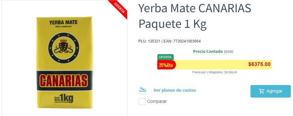 Oferta en supermercado Coto de Mendoza. Gentileza: Captura página web.