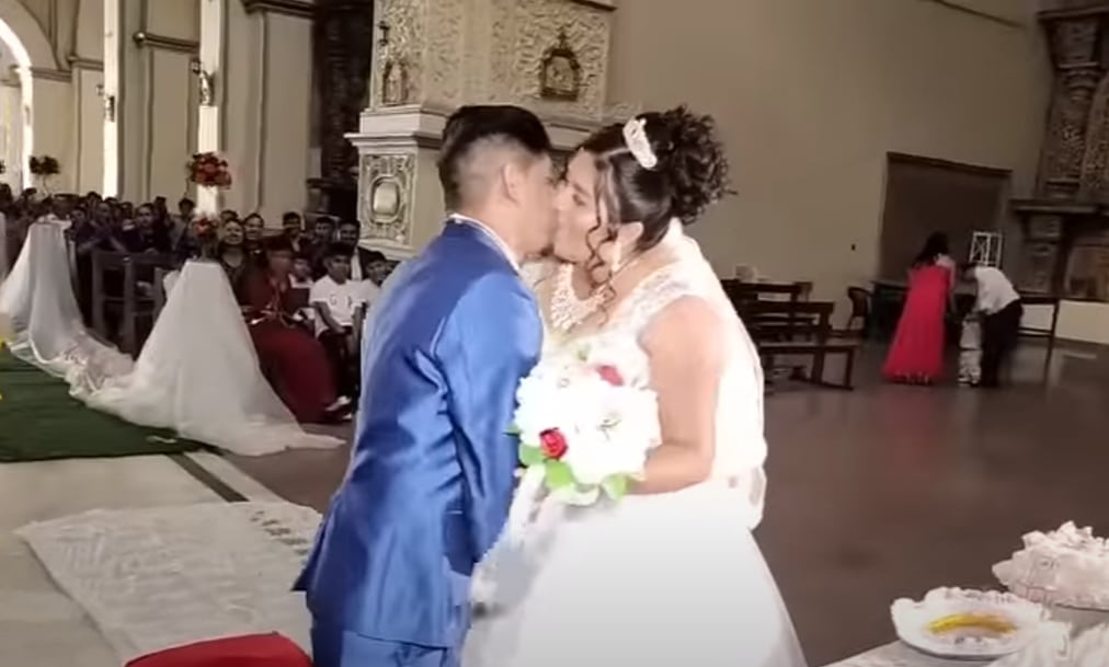 Lucio Rojas y Jhovana Castro en su casamiento. Foto Captura: Nuestra Ceremonia