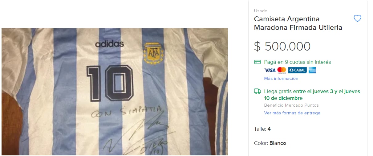 Por una camiseta del Mundial 1994 piden 500 mil pesos. / Gentileza.