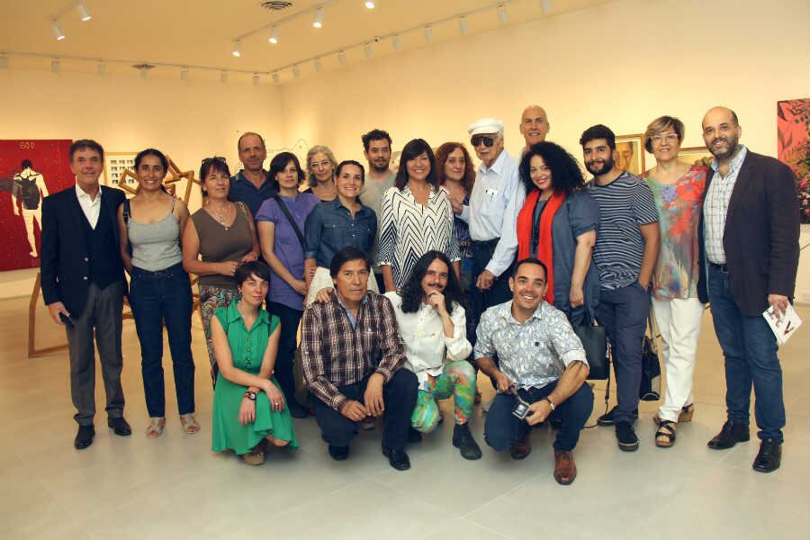 Le Parc en ArteH, junto a artistas mendocinos. Foto: Gentileza de Daniel Rueda.