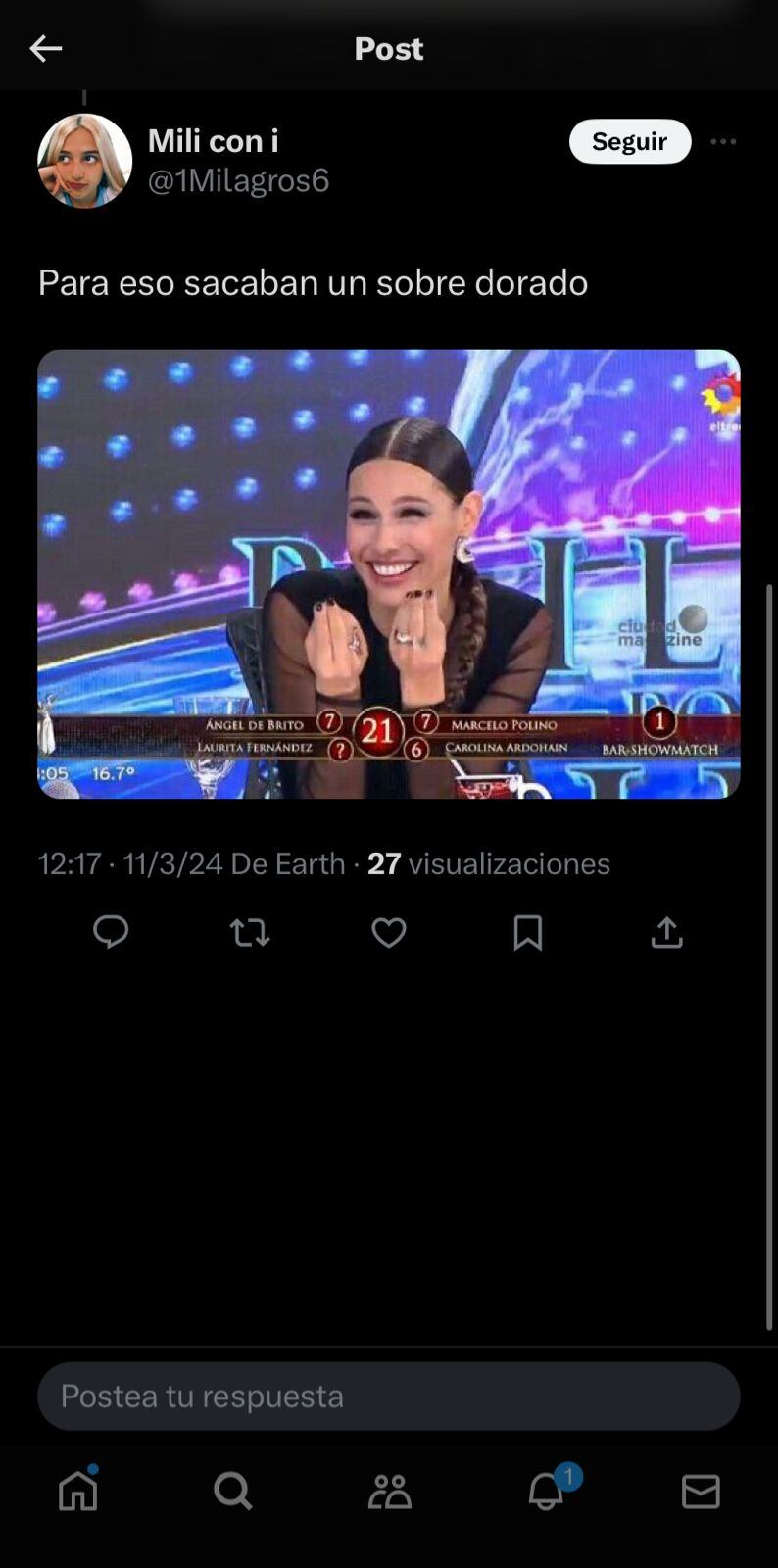 Los memes por el anuncio de Santiago del Moro sobre Thiago y Daniela de Gran Hermano. Captura de pantalla.