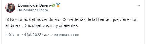 Estas son, según un usuario de Twitter, las 8 reglas para ganar más dinero.