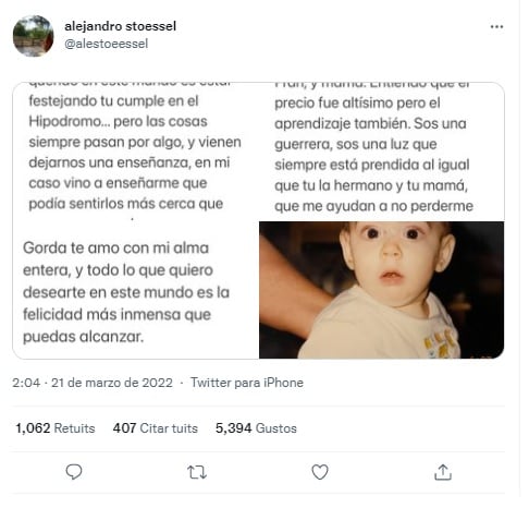 En el día del cumpleaños de Tini Stoessel, su papá le escribió una emotiva carta desde el hospital