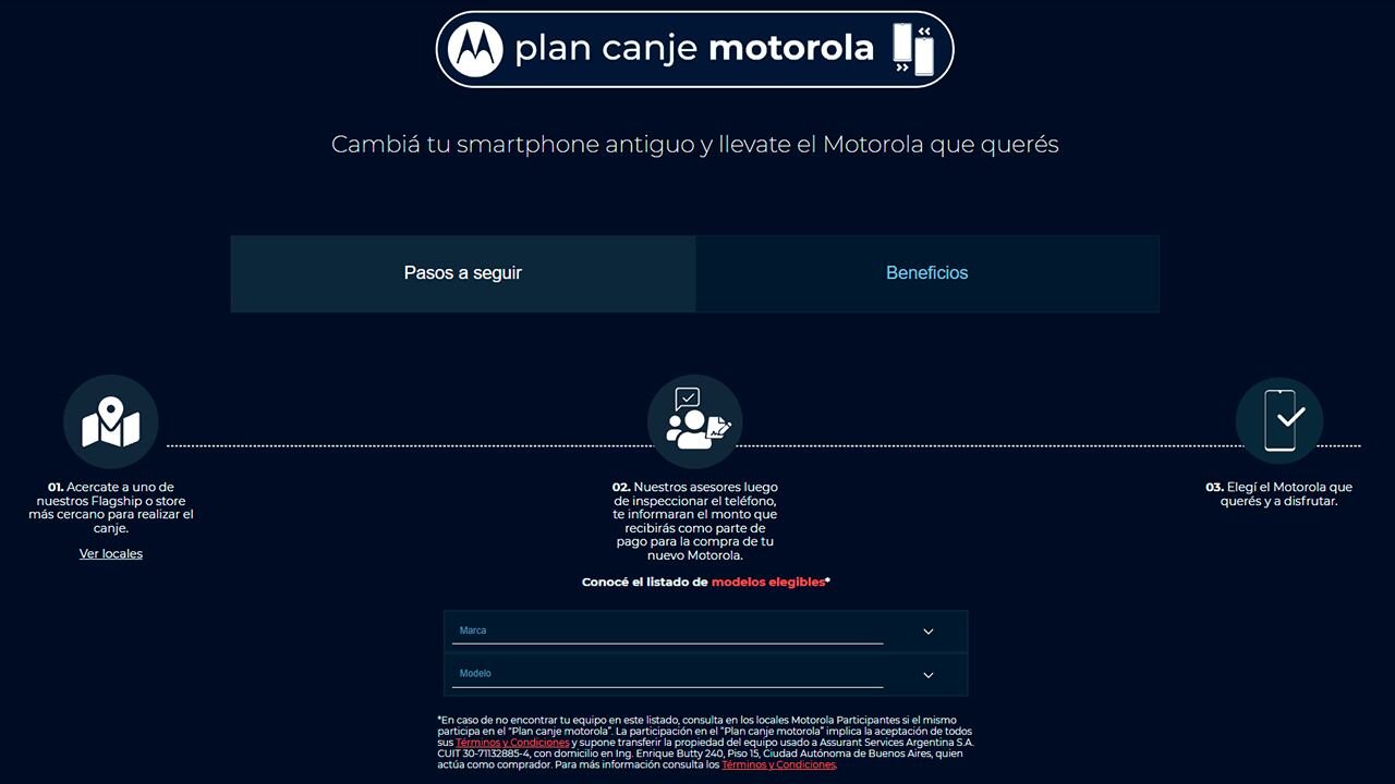 Plan canje: pasos a seguir. Captura: Motorola