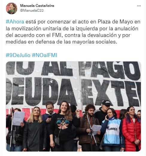 En el marco del argentinazo, la izquierda se reunió en la Plaza de Mayo para reclamarle al gobierno el acuerdo con el FMI.