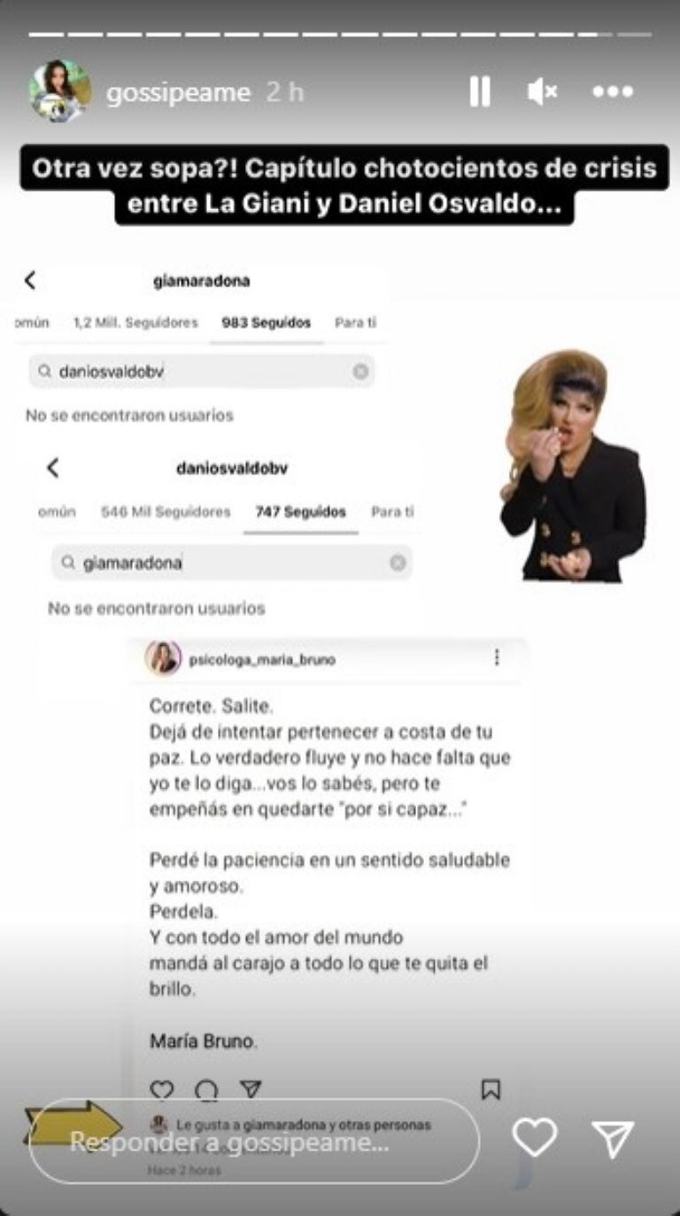 La hija de Diego y el ex futbolista estarían atravesando una crisis