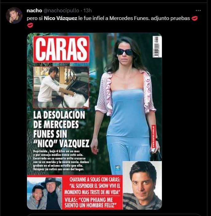 Quiso elogiar la fidelidad de Nico Vázquez y le tiraron el carpetazo de la primera esposa