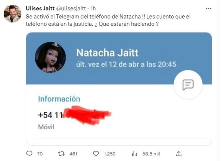 Tweet de Ulises Jaitt. Foto: Twitter/@ulisesjaitt