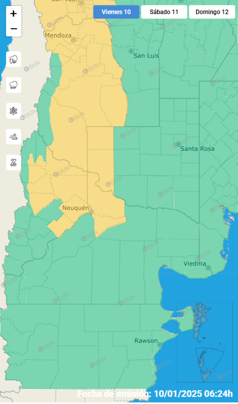 Alerta amarilla por tormentas con posible caída en Mendoza.