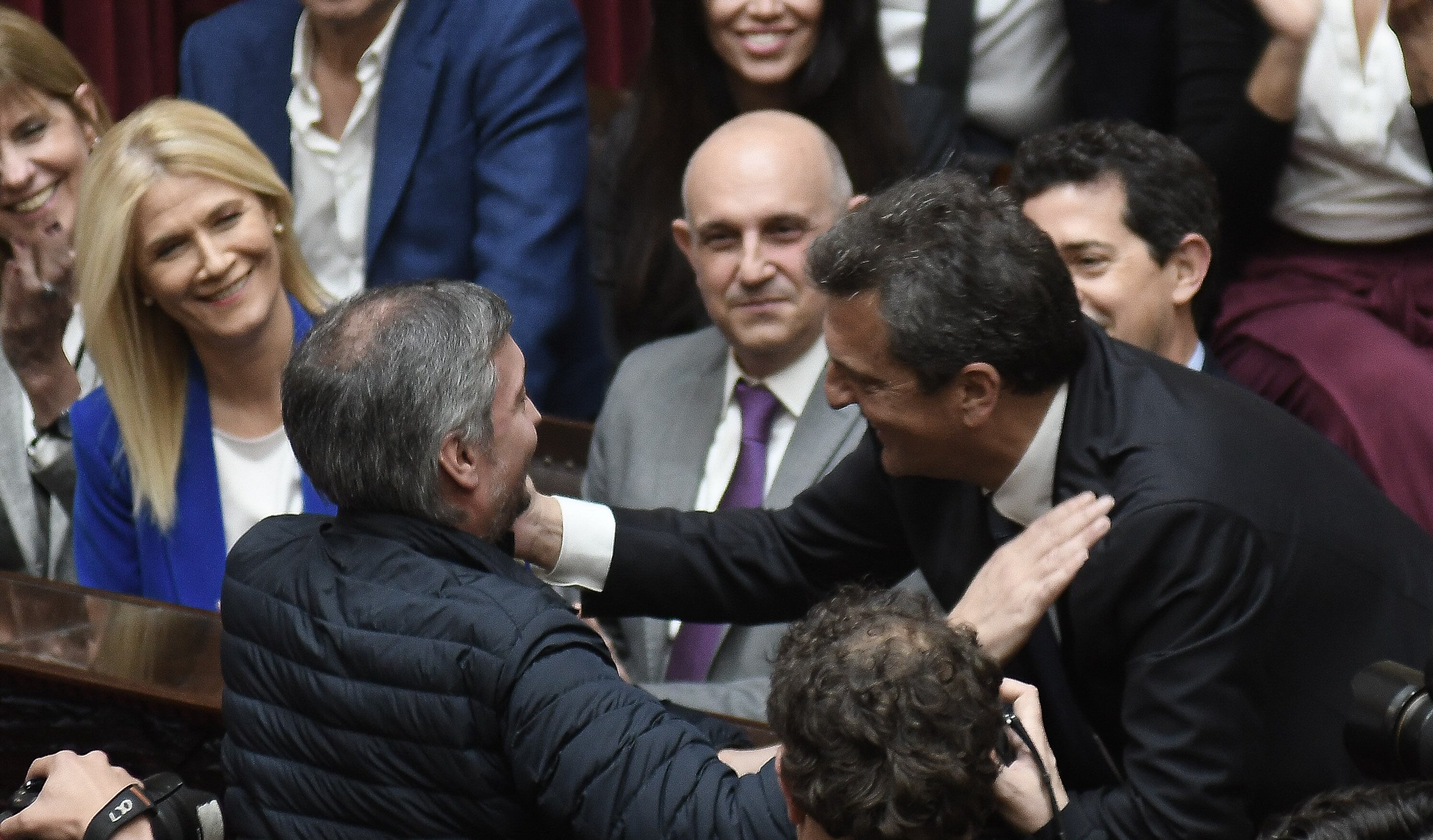 Sergio Massa y Máximo Kirchner en Diputados. / Foto: Federico López Claro