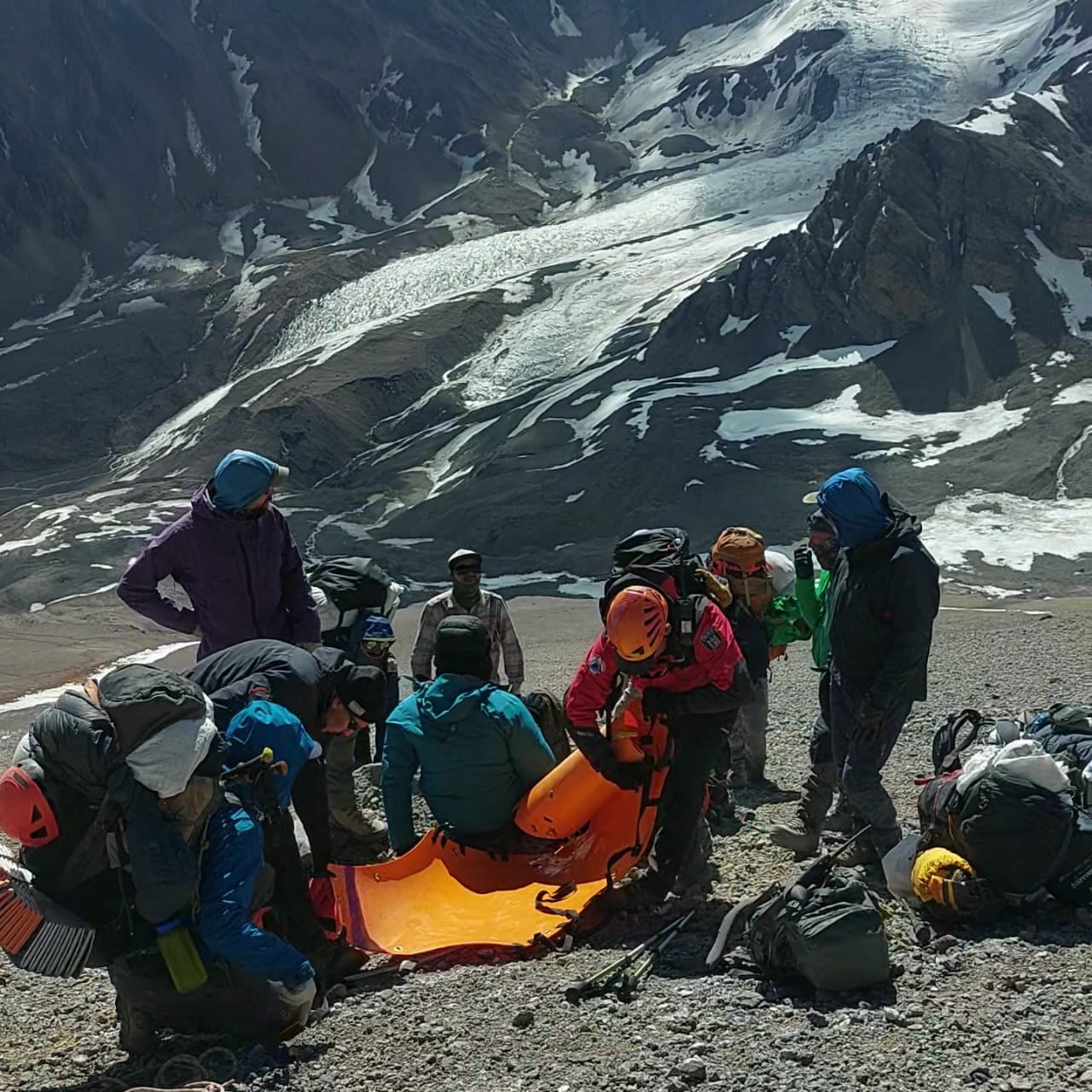 Un andinista fue rescatado en Parque Provincial Aconcagua. Foto: Prensa Seguridad