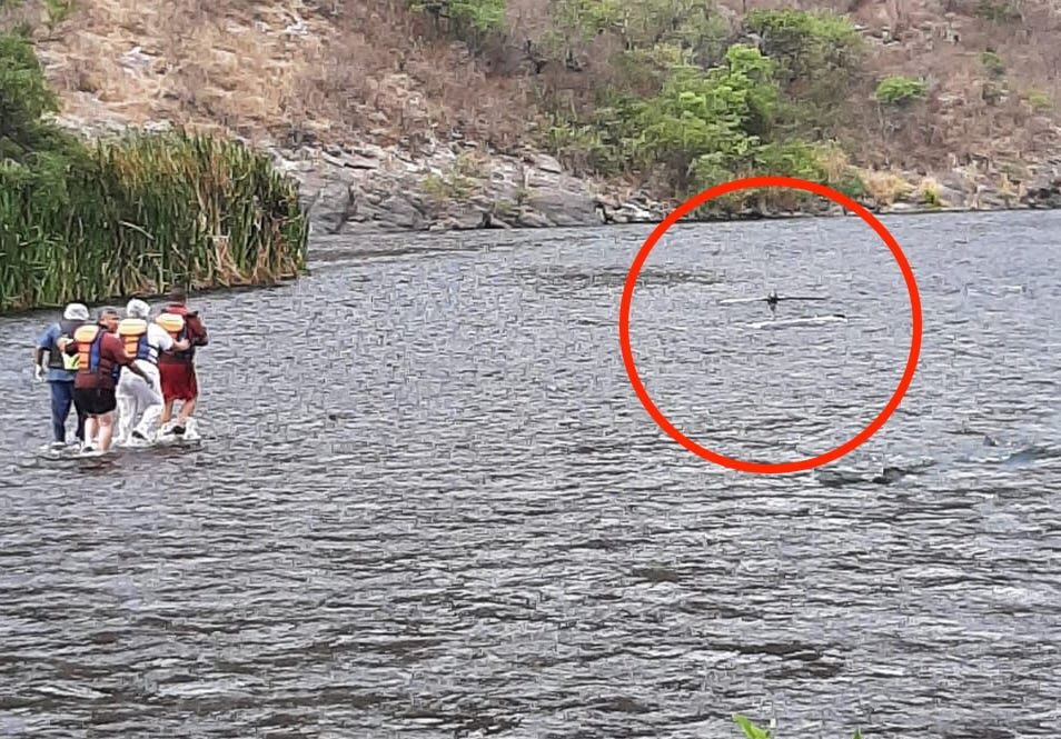 Un equipo de rescate se metió al dique para sacar la aeronave. 