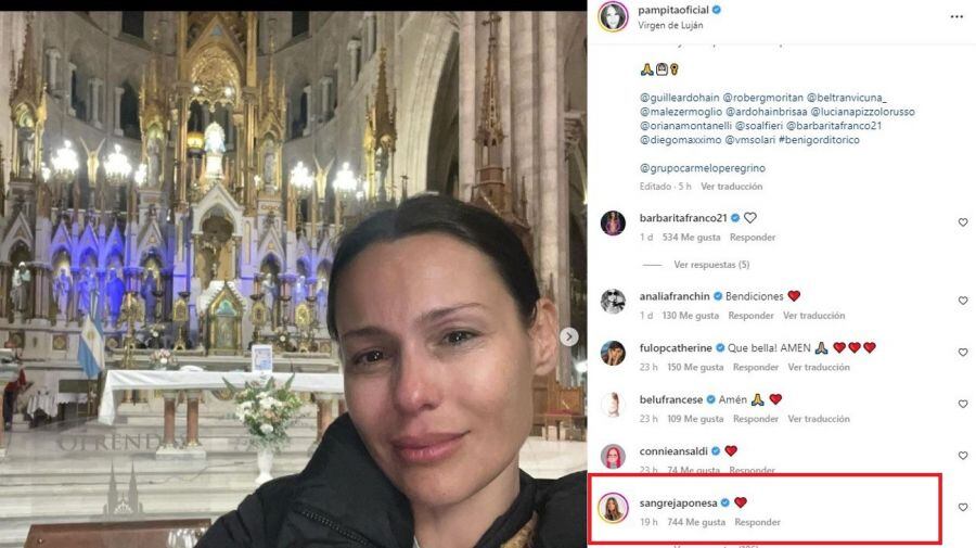 El comentario de la 
China Suárez en la publicación de Pampita