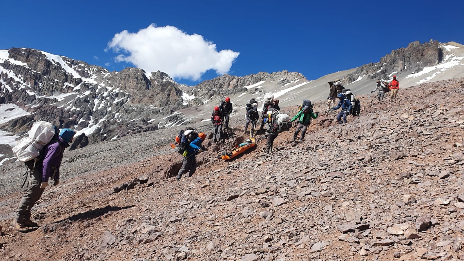 Un andinista fue rescatado en Parque Provincial Aconcagua. Foto: Prensa Seguridad