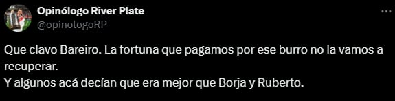 Las críticas de los hinchas de River hacia Adam Bareiro