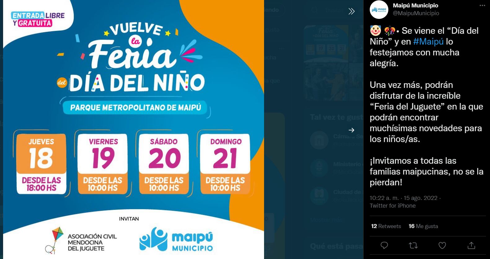 Festejos de Maipú por el día de las infancias