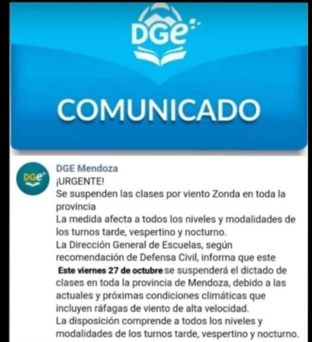 Los comunicados oficiales de la DGE se confunden con los falsos