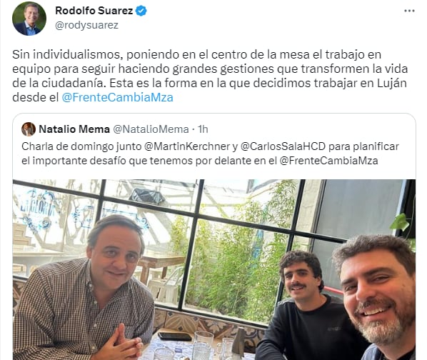 El gobernador Rodolfo Suárez apoyó el trabajo de los dirigentes.