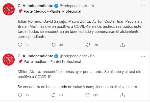 El comunicado de la entidad de Avellaneda a través de Twitter.